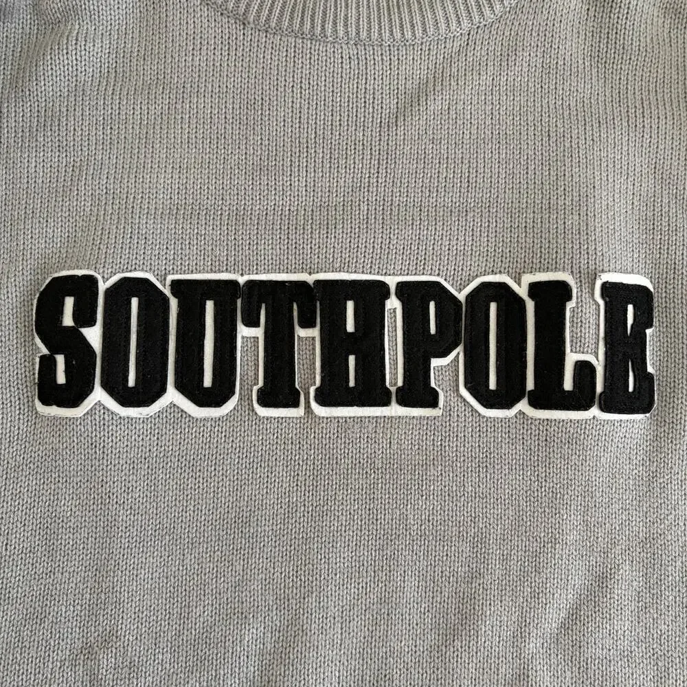 Y2K Southpole Mock Neck Embroidered Logo Sweater Winter Skate Size L